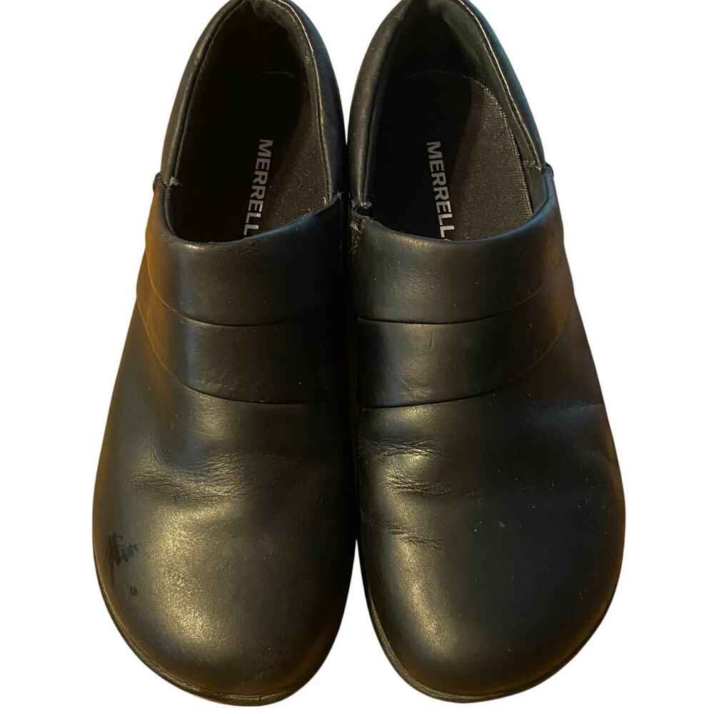 Merrell Women's  "Dassie" Stitch Slip-on Shoe, Black Leather, Size 7W, # J31334W